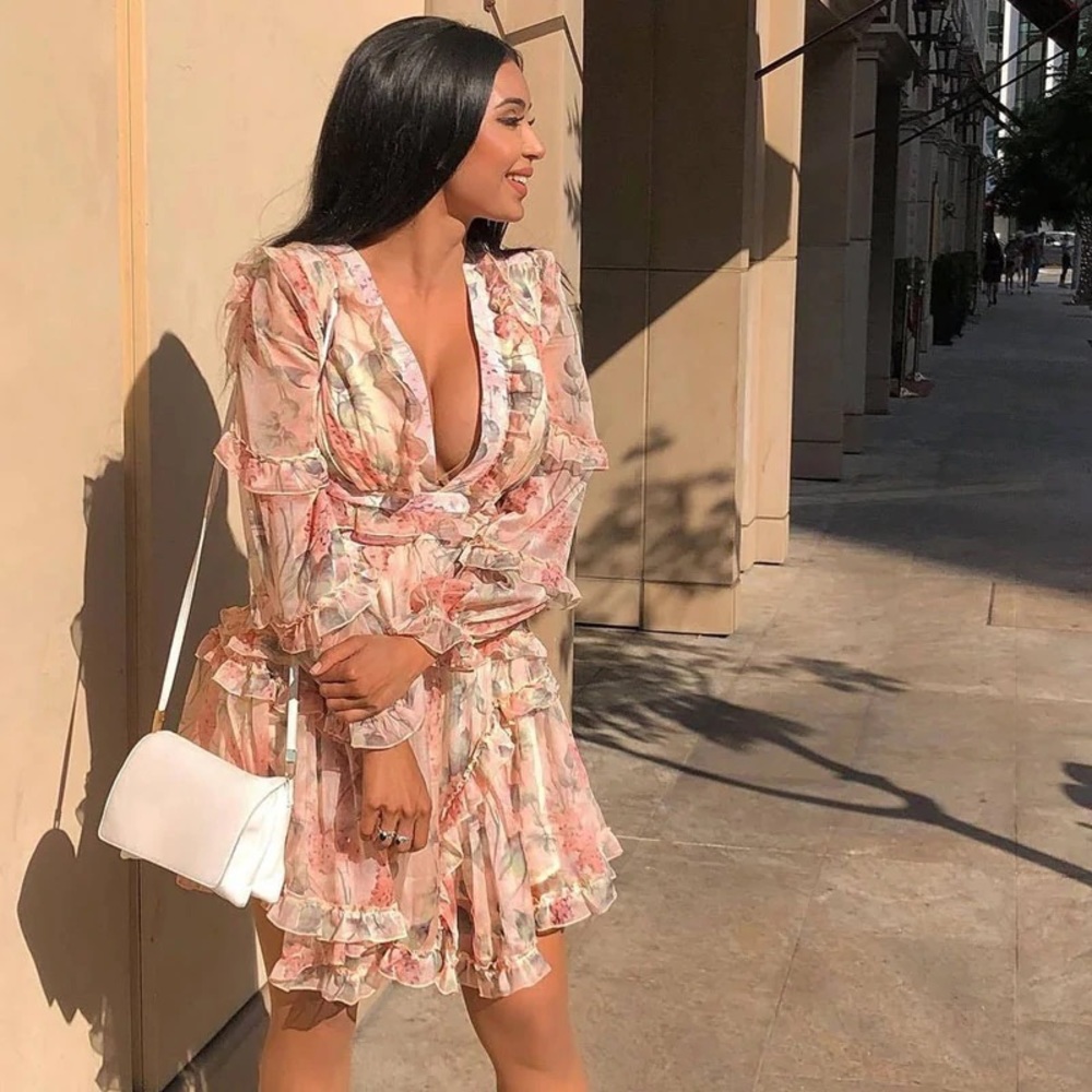 BACKLESS FLORAL MINI DRESS